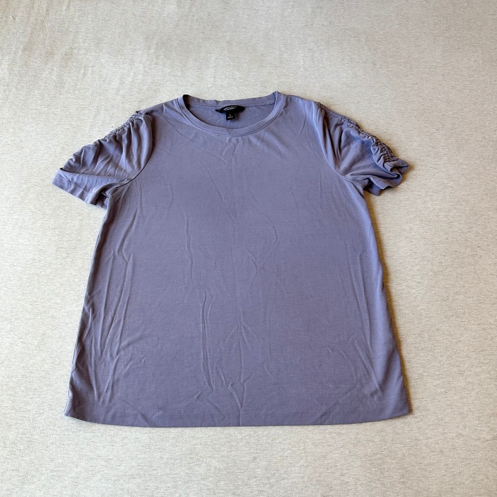 Simply Vera Vera Wang Lavender Ruched Short Sleeve Modal Blend Top Woman’s Small